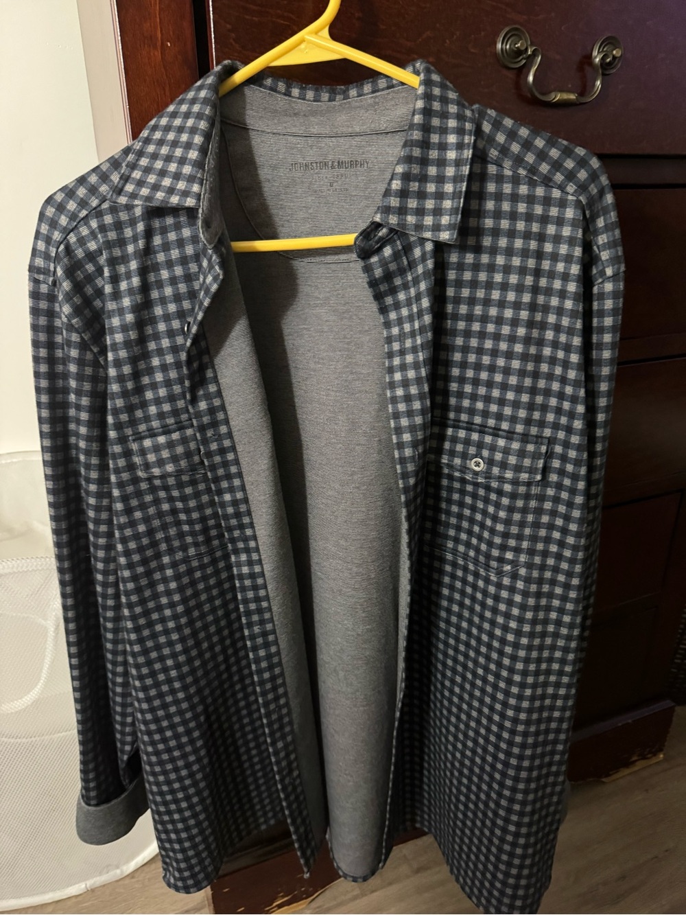 Johnston & Murphy Blue-Gray Check Lightweight Shirt Jacket